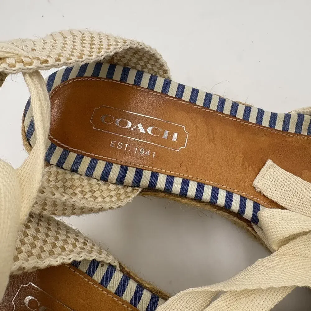 Coach Patchwork Women's Size 10 B Mosaic Multicolored Wedge Ankle Strap Sandals